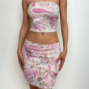 Two Piece Pink Flower Summer set Size small